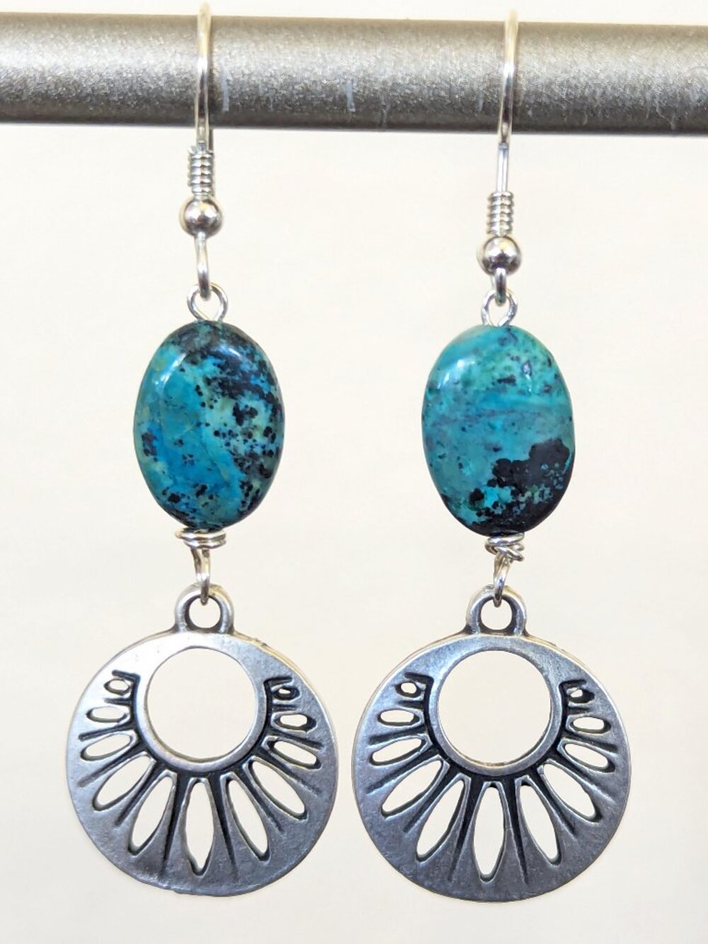 Sterling Silver Turquoise & Teal Blue Jasper Dangle Earrings